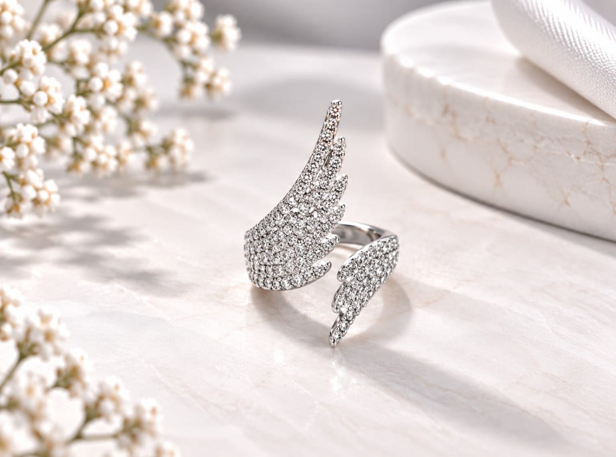 Crystal Wings Adjustable Ring