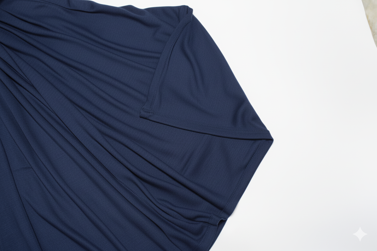 Premium Jersey Hijab Scarf, Soft Cotton Blend, Plain Blue, Large Size