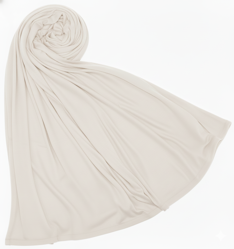 Premium Jersey Hijab Scarf, Soft Cotton Blend, Plain Light Apricot, Large Size