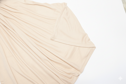 Premium Jersey Hijab Scarf, Soft Cotton Blend, Plain Beige, Large Size