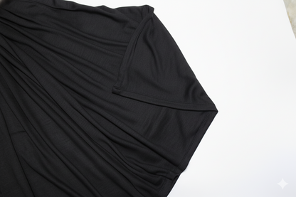 Premium Jersey Hijab Scarf, Soft Cotton Blend, Plain Black, Large Size