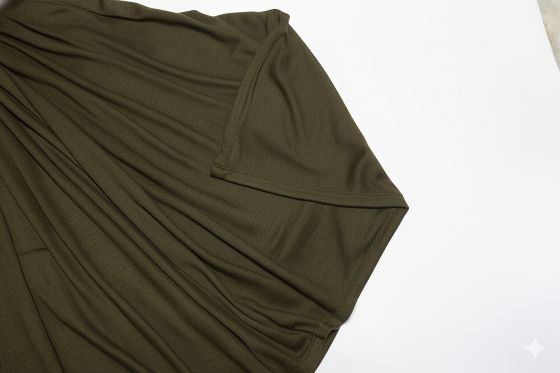 Premium Jersey Hijab Scarf, Soft Cotton Blend, Plain Olive Drab Green, Large Size