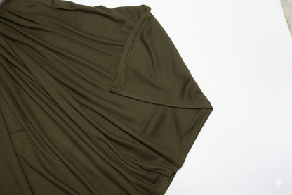 Premium Jersey Hijab Scarf, Soft Cotton Blend, Plain Olive Drab Green, Large Size