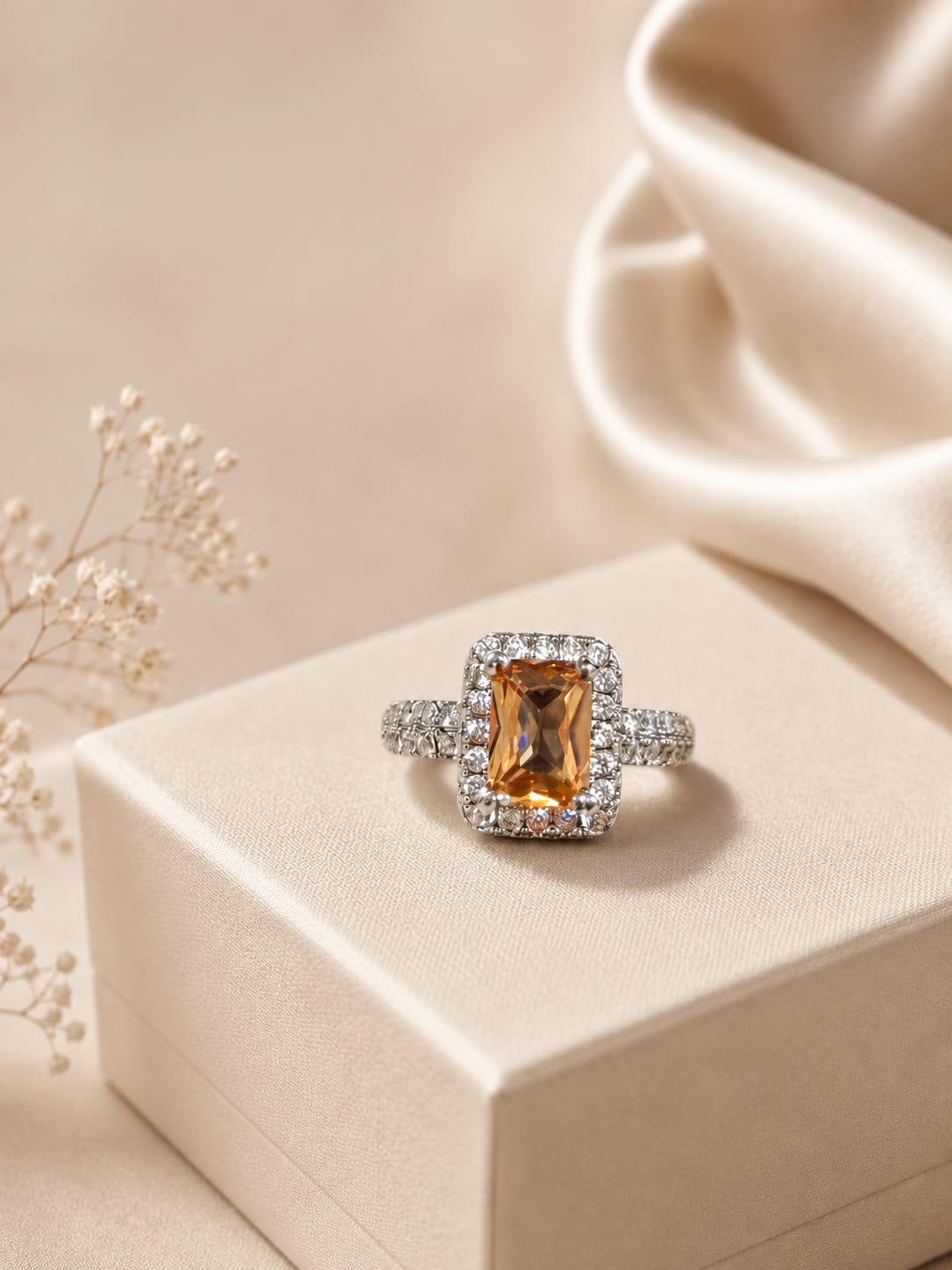 Sunstone Halo Ring