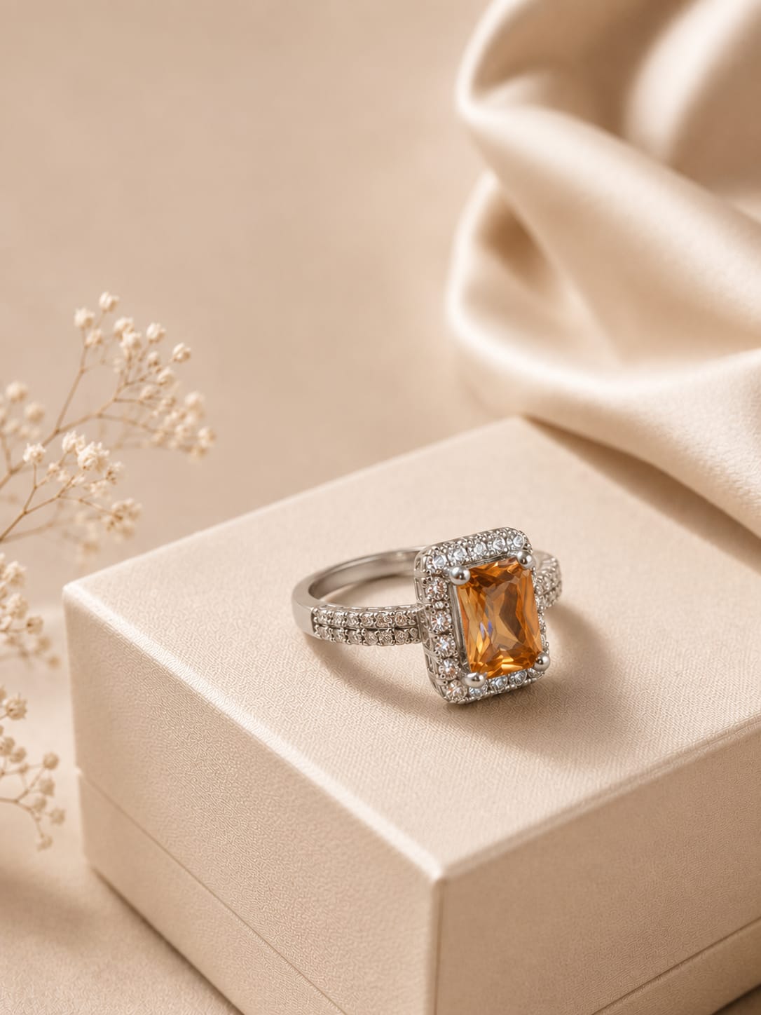 Sunstone Halo Ring