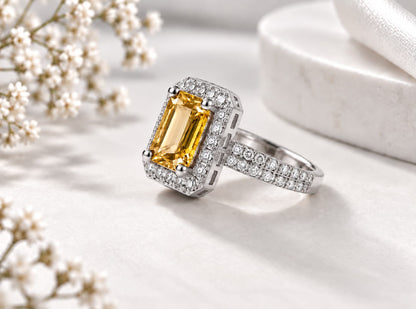 Sunstone Halo Ring