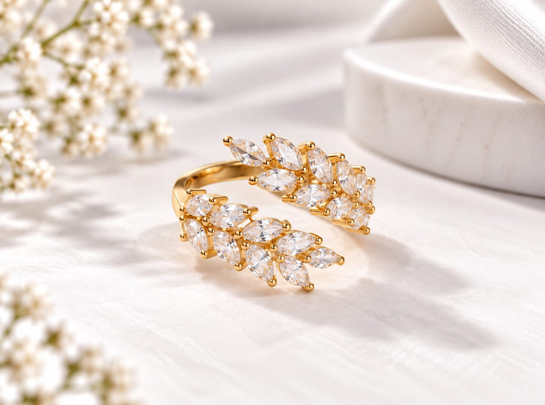 Golden Wheat Leaf Ring