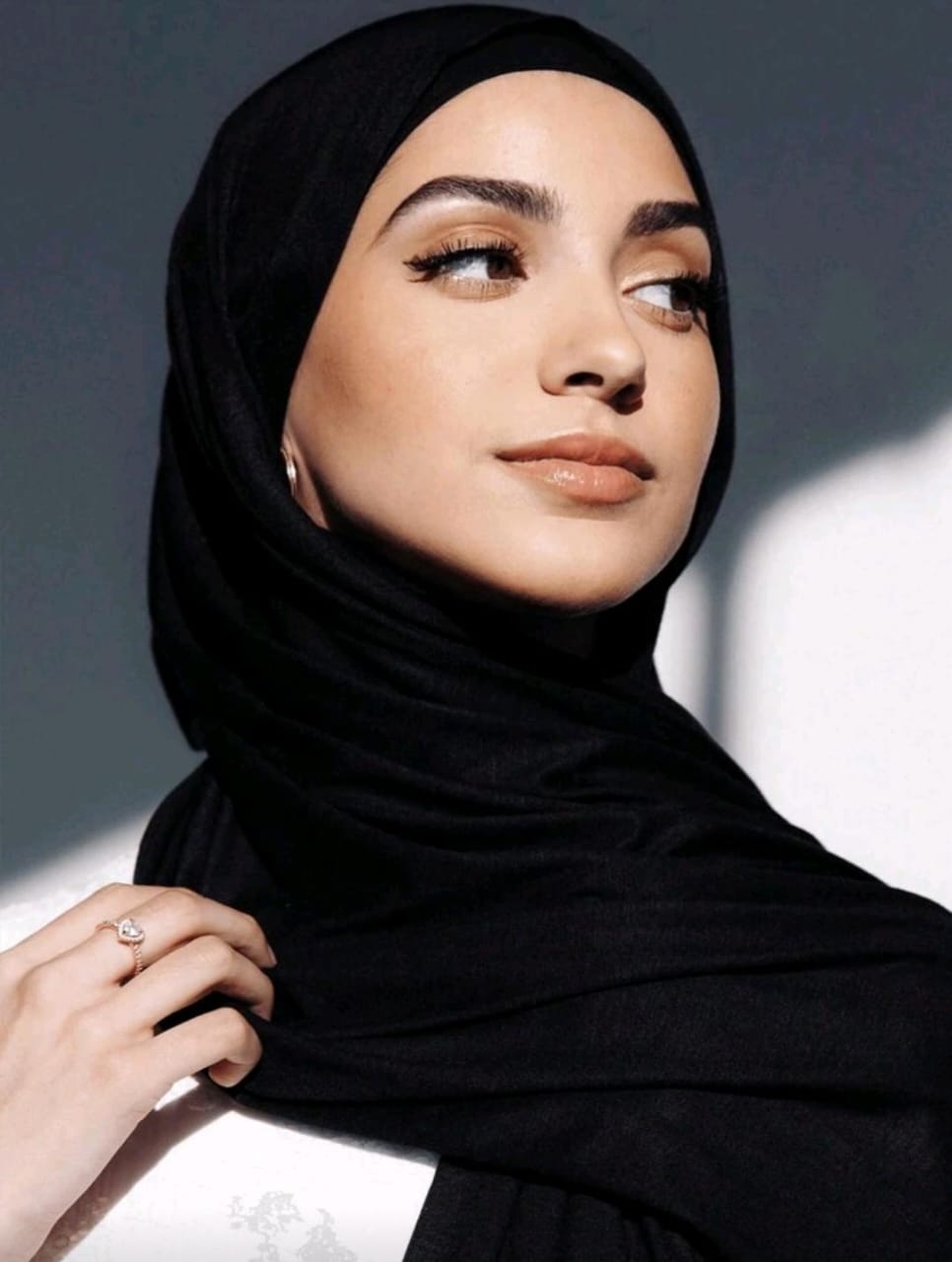 Premium Jersey Hijab Scarf, Soft Cotton Blend, Plain Black, Large Size